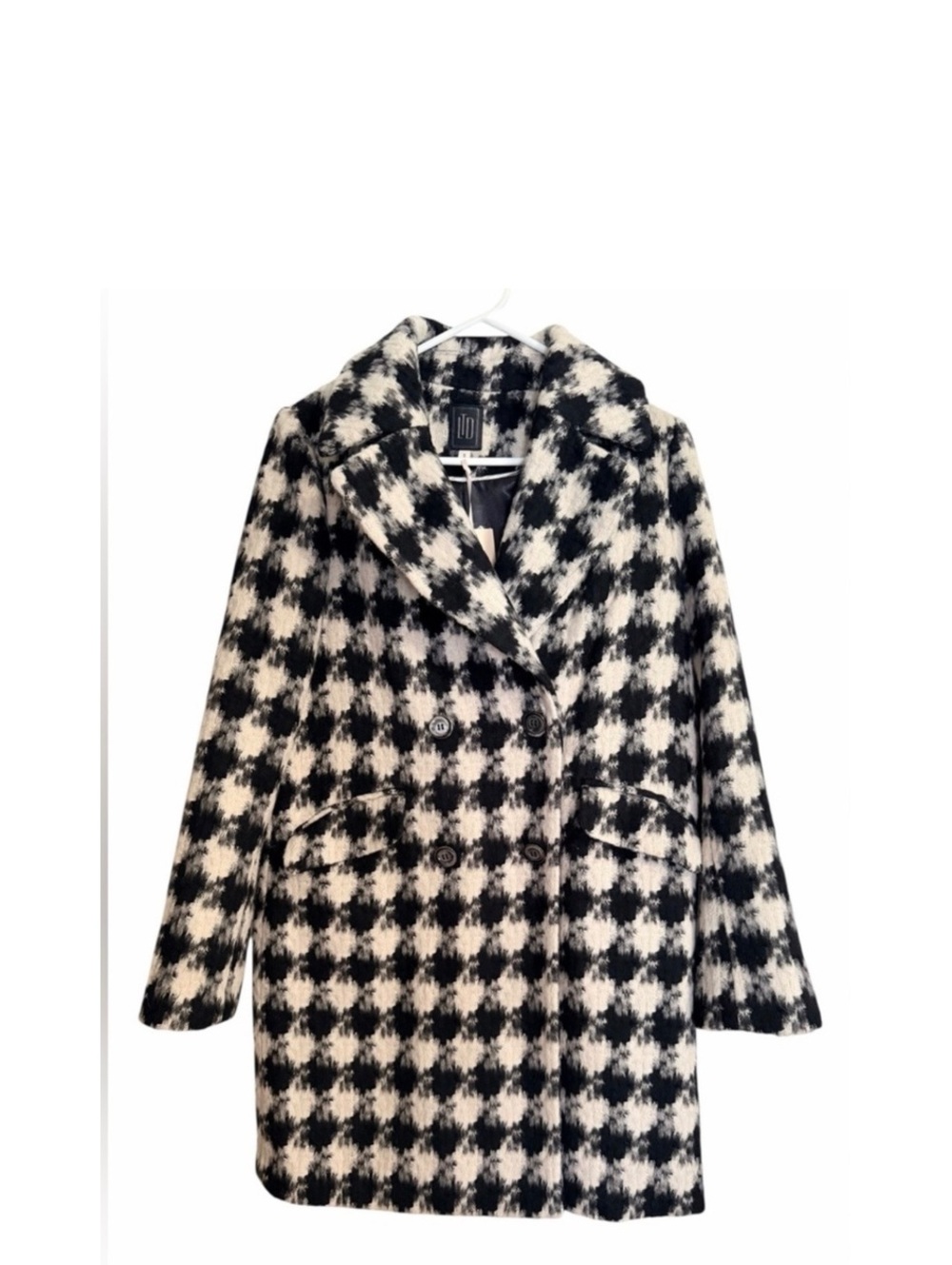 NWT The Limited Women's Black and White Houndstooth Wool Blend Coat Size S
